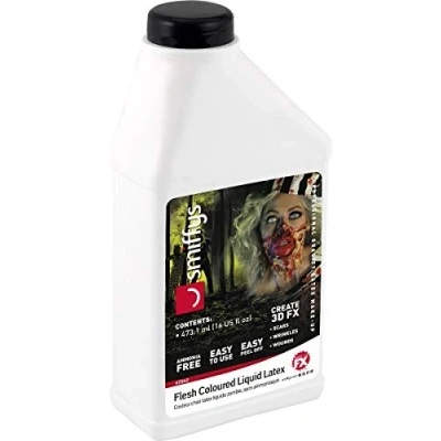 Image of Smiffys Make Up FX, Zombie Liquid Latex, Beige Low Ammonia, 473.17ml/16 US fl.oz, Cosmetics and Disguises Fancy Dress, Dress &amp; Disguises.