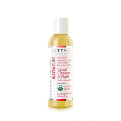 Image of Alteya Organic Facial Cleanser &amp; Wash 150ml Vanilla and Geranium USDA Certified 100% Biodegradable Soap Natural Vegan Purifying Liquid Face for all Skin Types