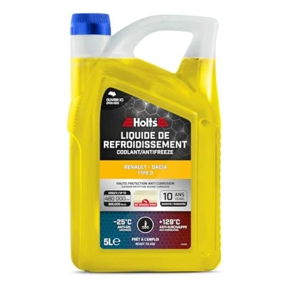 Image of Holts HAFR0004B Antifreeze Coolant Renault Dacia Type D with spout 10 year 300k mile long life, protection to 25C, Yellow, 5 Litre