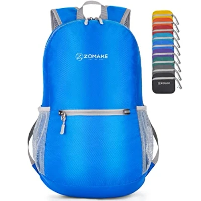 Image of ZOMAKE Ultra Lightweight Foldable Backpack Packable Rucksack 20L Small Backpcks Water Resistant Travel Daypack For Men Women Outdoor Hiking (New Dark Blue)