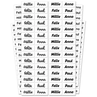 Image of melu kids® Stick on Name Labels for Clothes &amp; Items (100), Washable and Personalised Clothing Kids Stickers, Tags School, No Iron Green