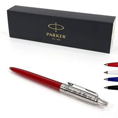 Image of Personalised Custom Parker Jotter Pen + Gift Box Design A Truly Unique Present Laser Engraved Red