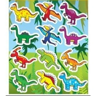 Image of Henbrandt 12 Mini Dinosaur Stickers for Children Kids Party Bag Fillers 2 x 6 Packs
