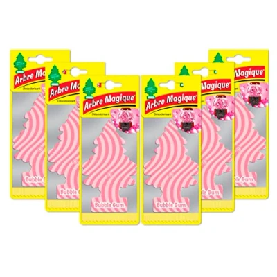 Image of Little Trees Kit of 6 Arbre Magique Bubble Gum Perfumed Air Freshener Super Long Lasting Scent for Car, Home, Office, etc