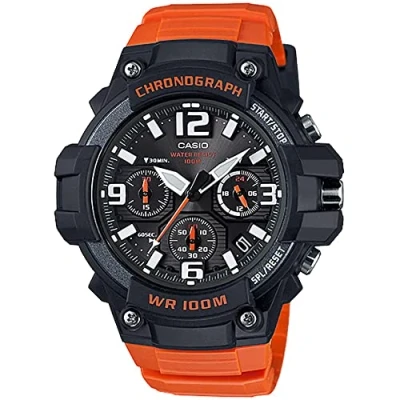 Image of Casio Men&#039;s &#039;Heavy Duty Chronograph&#039; Quartz Stainless Steel and Resin Automatic Watch, Color:Orange (Model: MCW 100H 4AVCF)