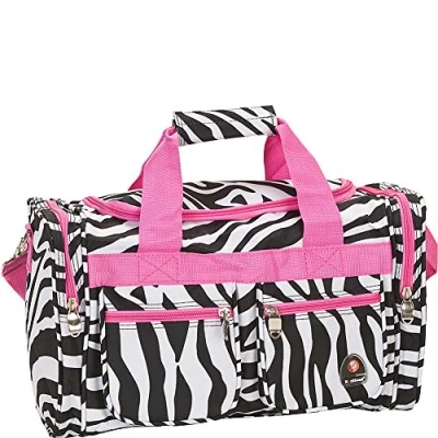 Image of Rockland Duffel Bag, Pink Zebra, 19 Inch