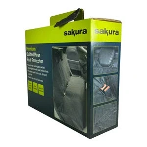 Image of Sakura Premium Rear Car Seat Protector SS5434 Padded Quilted Design, Water Resistant, Belt Access, Headrest Loops