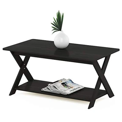 Image of Furinno Modern Simplistic Criss Crossed Coffee Table, Espresso