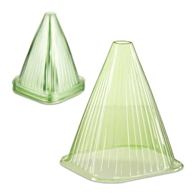 Image of Relaxdays Plant Cover, Set of 32, Snail and Frost Protection, HxWxD: 22 x 19 cm, Greenhouse Cones, PVC, Light Green