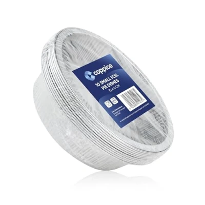 Image of Coppice Strong Small Aluminium Foil Pie Dish for Baking, Serving &amp; Food Storage 15cm x 4cm Freezer, Microwave Oven Safe (10)