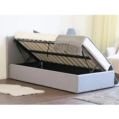 Image of Home Treats Side Lift Up Ottoman Bed King Size With Mattress &amp; Set Grey Fabric Frame Under Storage 5ft (King, Tufted Bonnel Sprung Mattress)