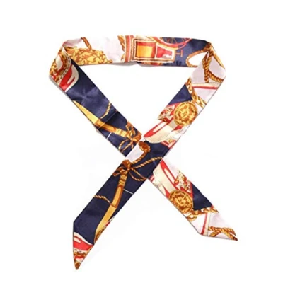Image of Fashion Handbag Handle Wrapped Silk Scarf Bag With Hair (Random Color)