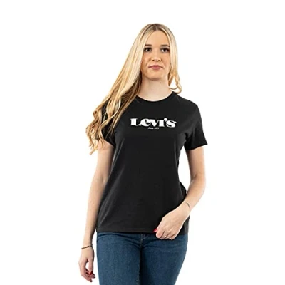 Image of Levi&#039;s Women&#039;s The Perfect Tee Modern Vintage Logo T Shirt, Caviar, XS