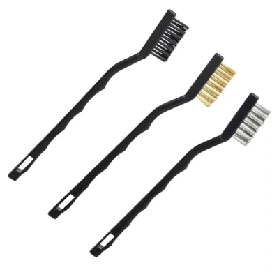 Image of Lmyzcbzl Mini Wire Brush, 3 Pcs Small Brushes, Brush Set, Tainless Steel Brass and Nylon Bristles, for Cleaning Masonry, Stove, Sink, Dust Rust