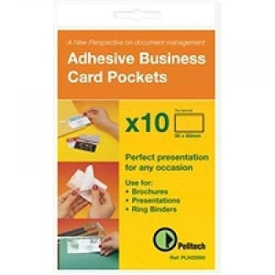 Image of Pelltech 60mm x 95mm Business Card Pocket Open Top Transparent (Pack of 10)
