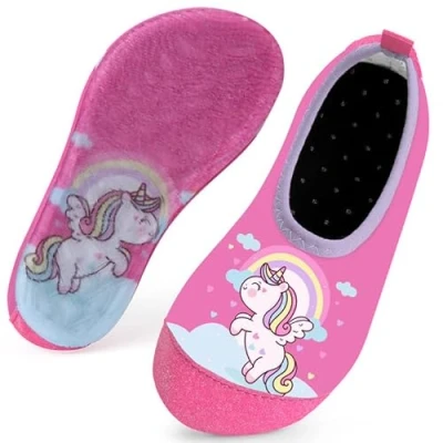 Image of Kids Swim Water Shoes for Girls Toddlers Baby Aqua Socks Quick Dry Pool Beach Barefoot Children（Unicorn Pink 28/29