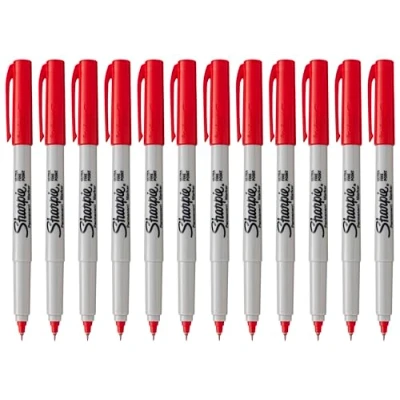 Image of Sharpie Ultra Fine Point Permanent Marker Pens Red Ink Pack of 12