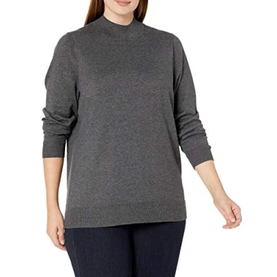 Image of Amazon Essentials Women&#039;s Lightweight Mockneck Jumper (Available in Plus Size), Charcoal Heather, 4XL