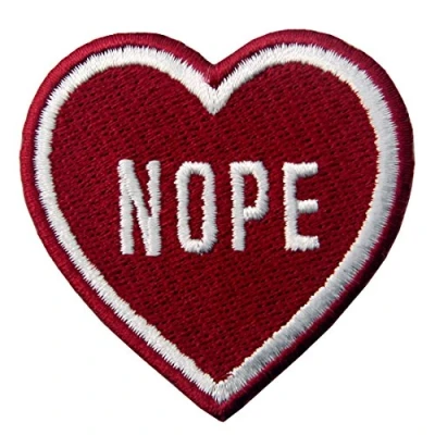 Image of Nope Heart Embroidered Iron On Sew Patch