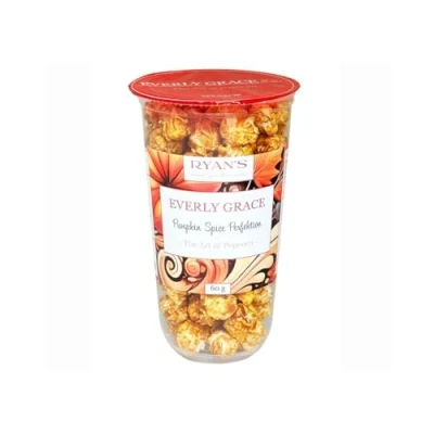 Image of Everly Grace Popcorn Pumpkin Spice Perfection, 60 g Cup with Caramel, Spice, and Autumnal Spices from Our Manufactory in Augsburg, Germany