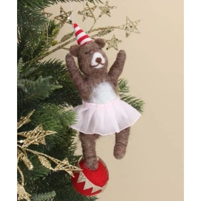 Image of Gisela Graham A mixed wool ballerina teddy hanging christmas decoration