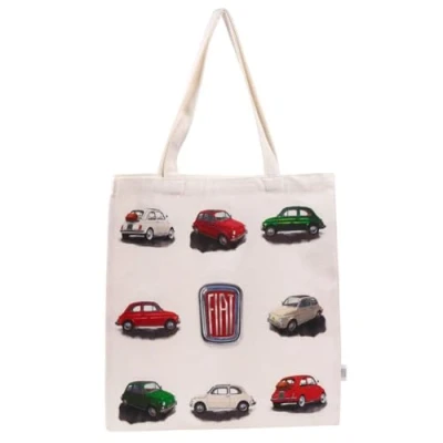 Image of Puckator Fiat 500 Repeat Reusable Tote Bag Canvas Cotton Bags Eco Gifts for Women and Men Cloth Shopping Fabric Foldable Handbag