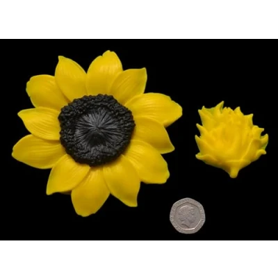 Image of 2 x Edible 3D Large Sunflowers Flowers icing toppers, cake cupcakes decorations (Yellow)