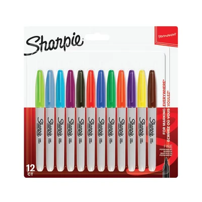 Image of Sharpie Fine Tip Permanent Marker Assorted Colours (Pack of 12)