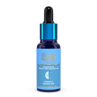 Image of Blue Nectar Ayurvedic Vitamin C Face Serum for Dark Spot Correction and Glowing Skin 100% Natural Hyaluronic Acid with Stable (9 Herbs, 30 ml)