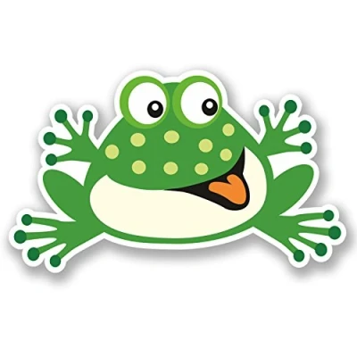 Image of 2 x Funny Frog Vinyl Sticker Bike Laptop Car Motorbike Happy Kids Fun #5028 (10cm Wide 6cm Tall)