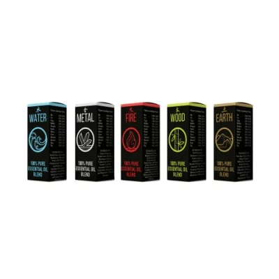 Image of Mystix London Chinese Elements Essential Oil Blend Gift Pack 5x10ml Earth, Fire, Metal, Water, Wood Perfect as a