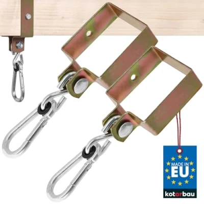 Image of KOTARBAU® Set of 2 Swing Hooks 90 x mm Square Carabiner Hook Clamp Fastening Cuff Yellow Galvanised Holder