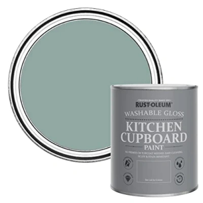 Image of Rust Oleum Blue Kitchen Cupboard Paint in Gloss Finish Gresham 750ml