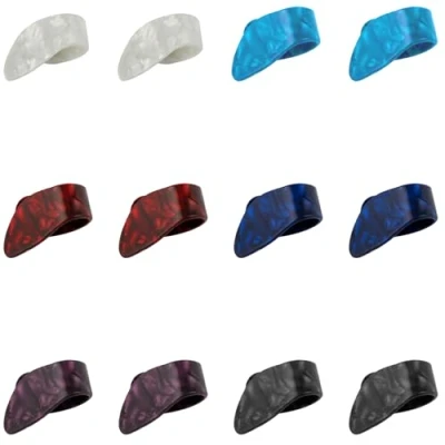 Image of Rumyve 12pcs Medium Flat Thumbpicks,Thumb Pick Set,Medium Finger Picks,Celluloid Guitar Thumb Picks for Fingerstyle Acoustic Guitar, Banjo