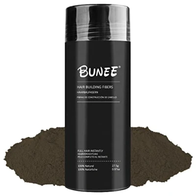Image of Bunee Hair Fibres Thickener Loss Coverage in 30 Seconds 100% Natural Cotton Powder Women and Men (Medium Brown 27.5g)