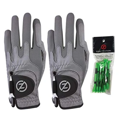 Image of Zero Friction Men&#039;s Cabretta Elite Left Hand Universal Fit Golf Gloves 2 Pack, One Size, Grey &amp;