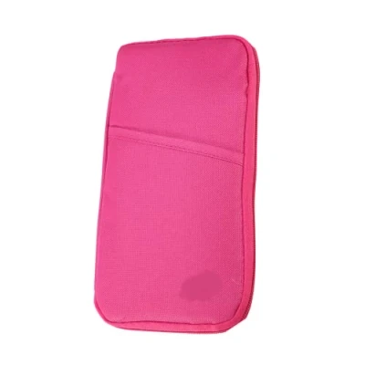 Image of Passport Document Card Holder Carry Case Bag 25cm Zip Travel Wallet Money Purse Tickets Organiser Zippied Closure New (Pink)