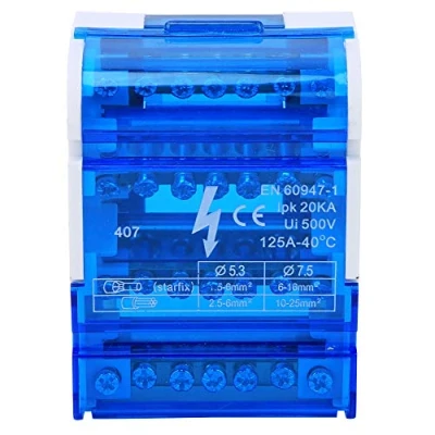 Image of Junction Box, 407 Terminal Distribution Box Din Rail 4 Level Single Phase Case with Transparent Cover for Electrical Engineering