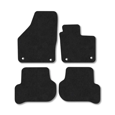 Image of Car Mats Compatible with VW Golf Plus (2010 2014) Tailored Fit Black Carpet Floor Set Accessory Custom 4 Pieces Anti Slip Backing &amp; Binding Trim Edge