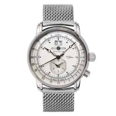 Image of Zeppelin Watches 7640M1 Men&#039;s Analog Quartz Watch with Stainless Steel Strap, White, Bracelet