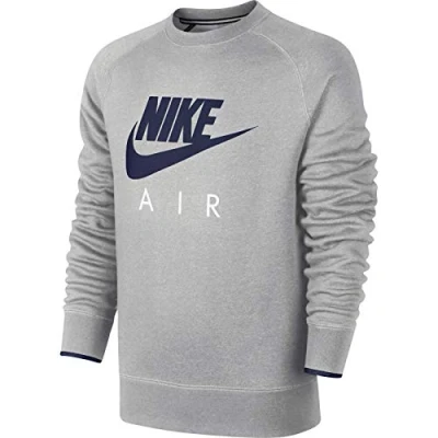 Image of NIKE AW77 FLC Crew Air Heritag Men&#039;s Sweatshirt, Men, Negro/Azul, Large