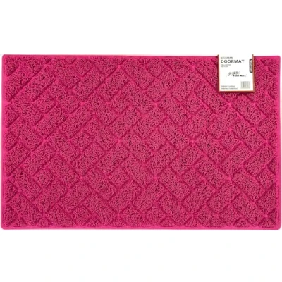 Image of Nicoman Diamond Quilted Shape Doormat Marking Non Slip On Hard Floors｜for Indoor or Sheltered Outdoor Use, Spaghetti, Pink, 80x50cm