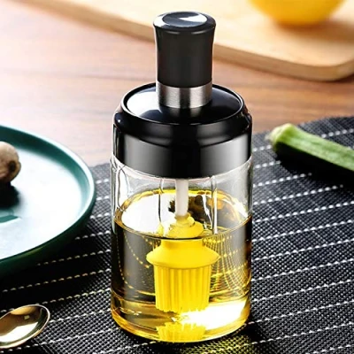 Image of Spice Jar + Spoon/Dipper/Brush Condiment Storage Seasoning Bottle Container Kitchen Oil Brush Honey Food Box (Oil)
