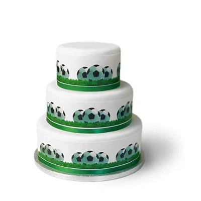 Image of Top That Edible Decor Icing Sheet Football Sport Border Ribbon Perfect for Decorating Larger Cakes Easy to Use