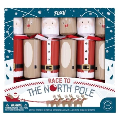Image of Celebration Crackers Foxy Eco Friendly Christmas FSC Mix Race To The North Pole Game Tray of 6 x 12 Inch