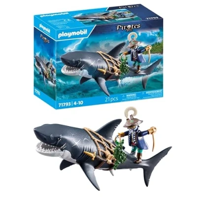 Image of Playmobil Pirates Danger from Giant Shark Pirate Toys Toy figures for Children aged 4+ 71793