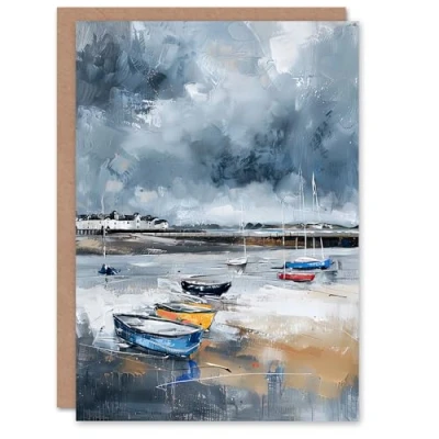 Image of Artery8 Greeting Card Fishing Boats Yorkshire Coast Beach East Riding Blank For Him Or Her Art Birthday