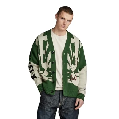 Image of G STAR RAW Men&#039;s Holiday Loose Knitted Cardigan , green (deep nuri D24227 D514 8887), XL