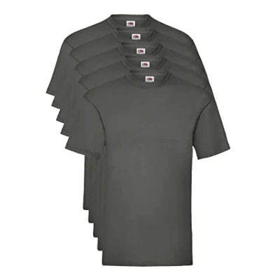 Image of FRUIT OF THE LOOM Men&#039;s Valueweight 5 Pack T Shirt, Grey (Light Graphite Gl), XXL UK