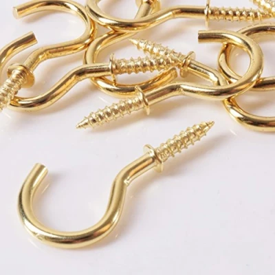 Image of 100x Durable Polished Brass Cup Hooks 25mm
